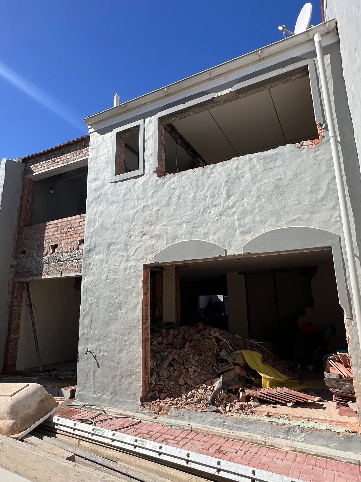 New openings cut into the back of the house
