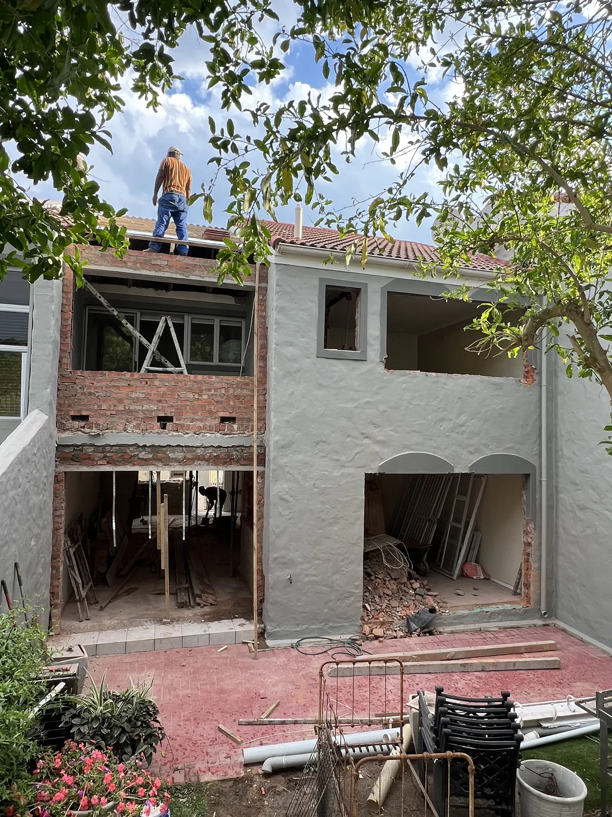 Roof opened up over the balcony that became part of the main bedroom