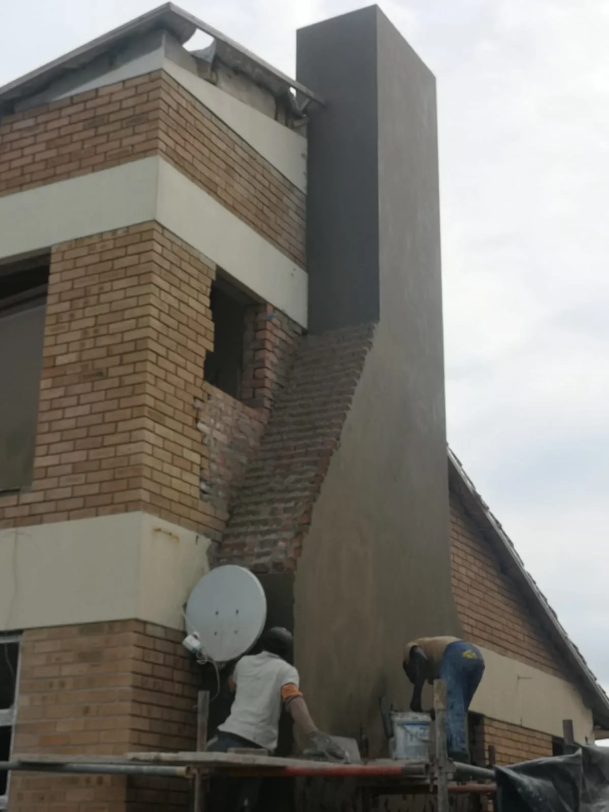 Plastering the new chimney