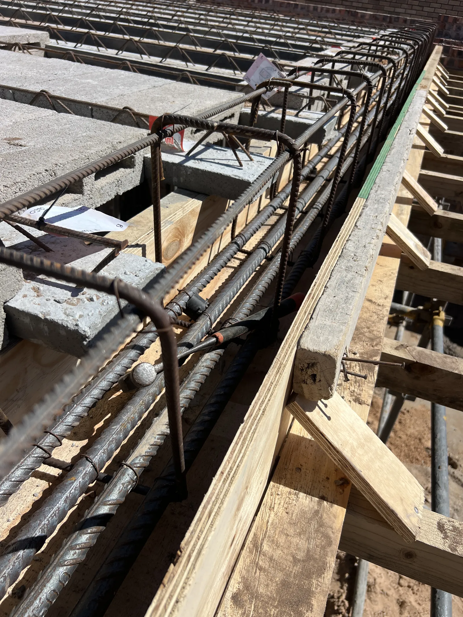 Reinforcing steel in the slab's edge beam, ready for concrete