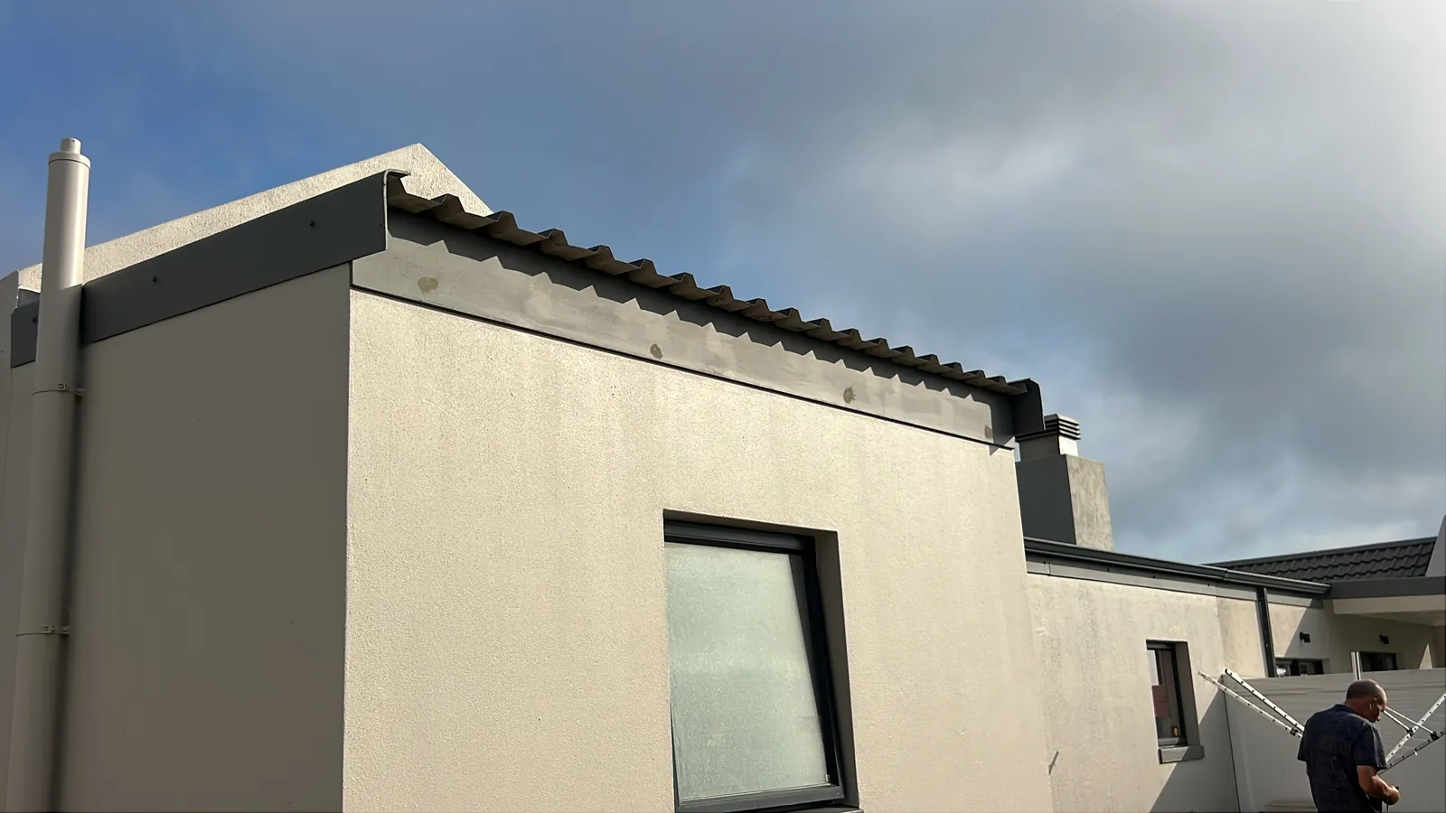 The new en-suite from outside, plastered and painted to match the house